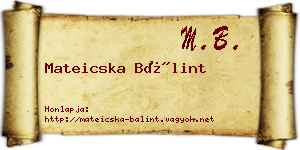 Mateicska Bálint névjegykártya